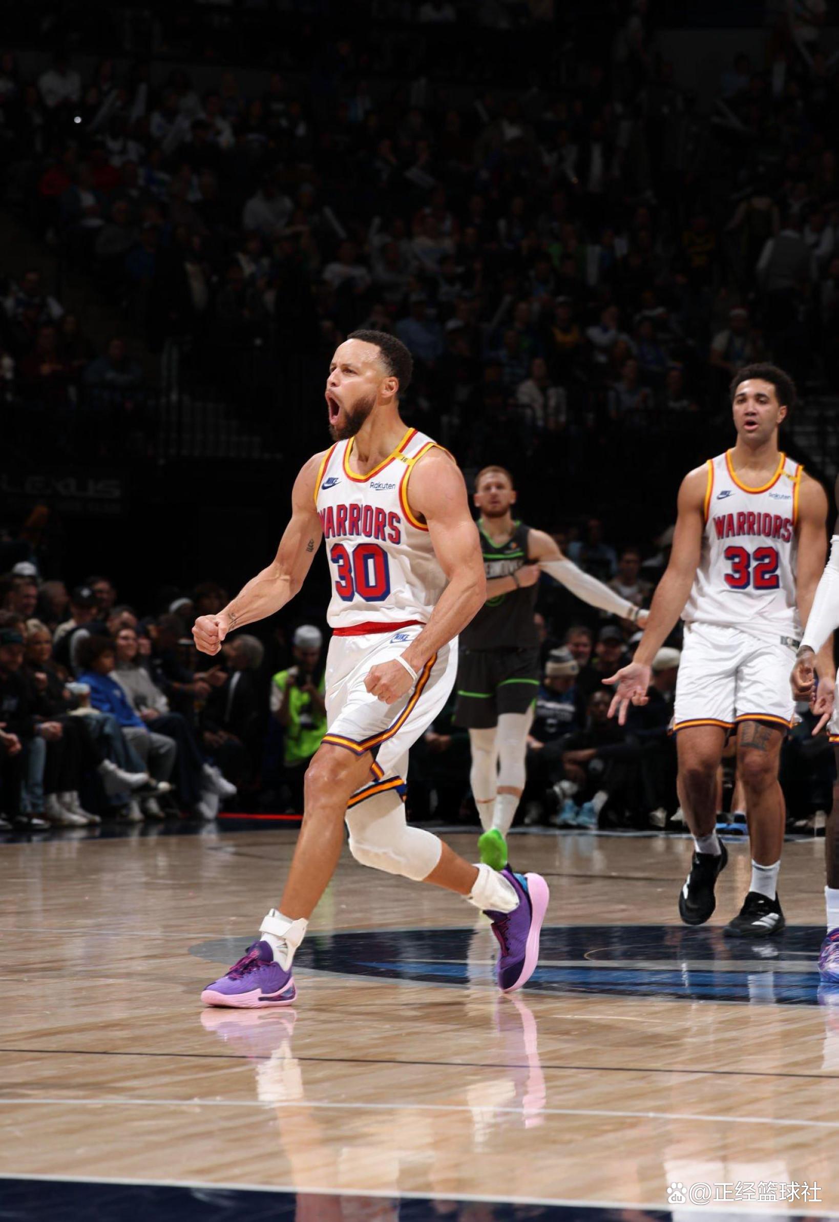 勇士胜森林狼，库里连续砍下+得分